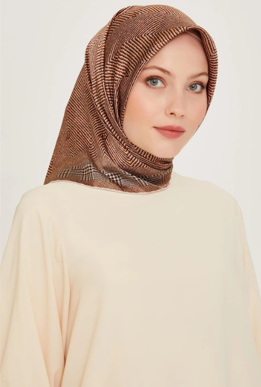 Armine Twill Silk Scarf 9252-01 Orange Mixed Pattern