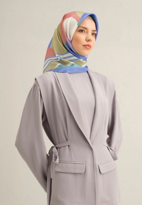 Armine Tivil İpek Eşarp 9302-56 Lila Karışık Desen 