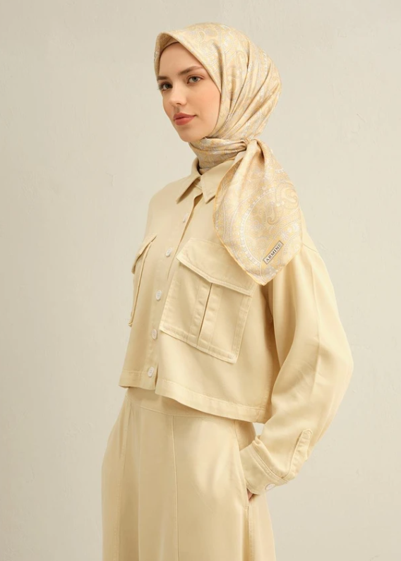 Armine Tivil İpek Eşarp 9304-53 Sarı Karışık Desen 