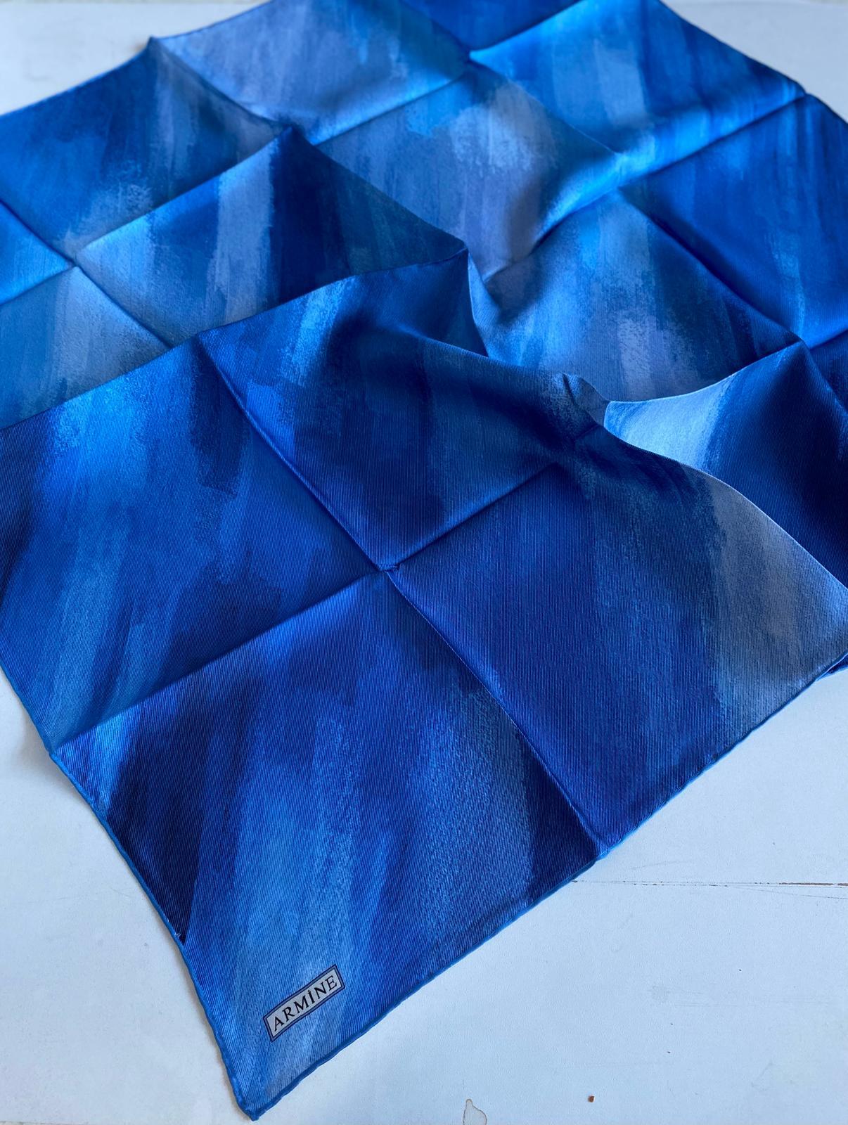 Armine Tivil İpek Eşarp 9308-86 Mavi Karışık Desen 