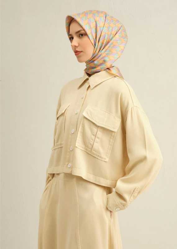 Armine Tivil İpek Eşarp 9309-51 Sarı Karışık Desen 