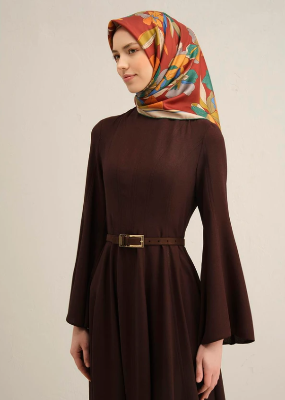 Armine Tivil İpek Eşarp 9312-52 Bordo Karışık Desen 