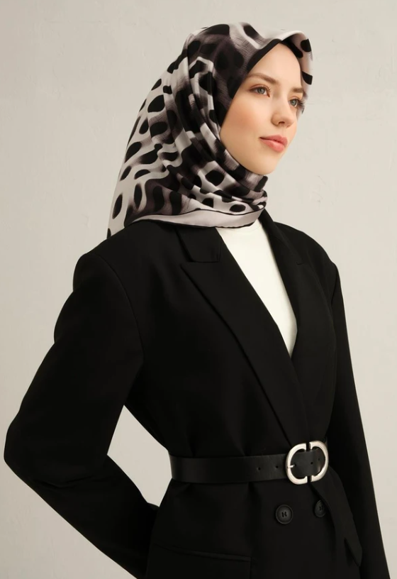Armine Tivil İpek Eşarp 9328-32 Siyah Karışık Desen 