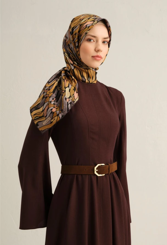 Armine Tivil İpek Eşarp 9335-50 Yeşil Karışık Desen 