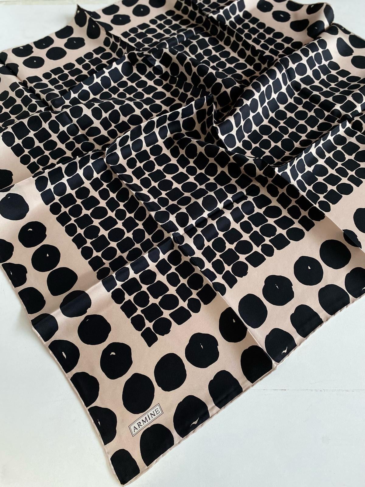 Armine Twill Silk Scarf 9354-86 Mink Mixed Pattern