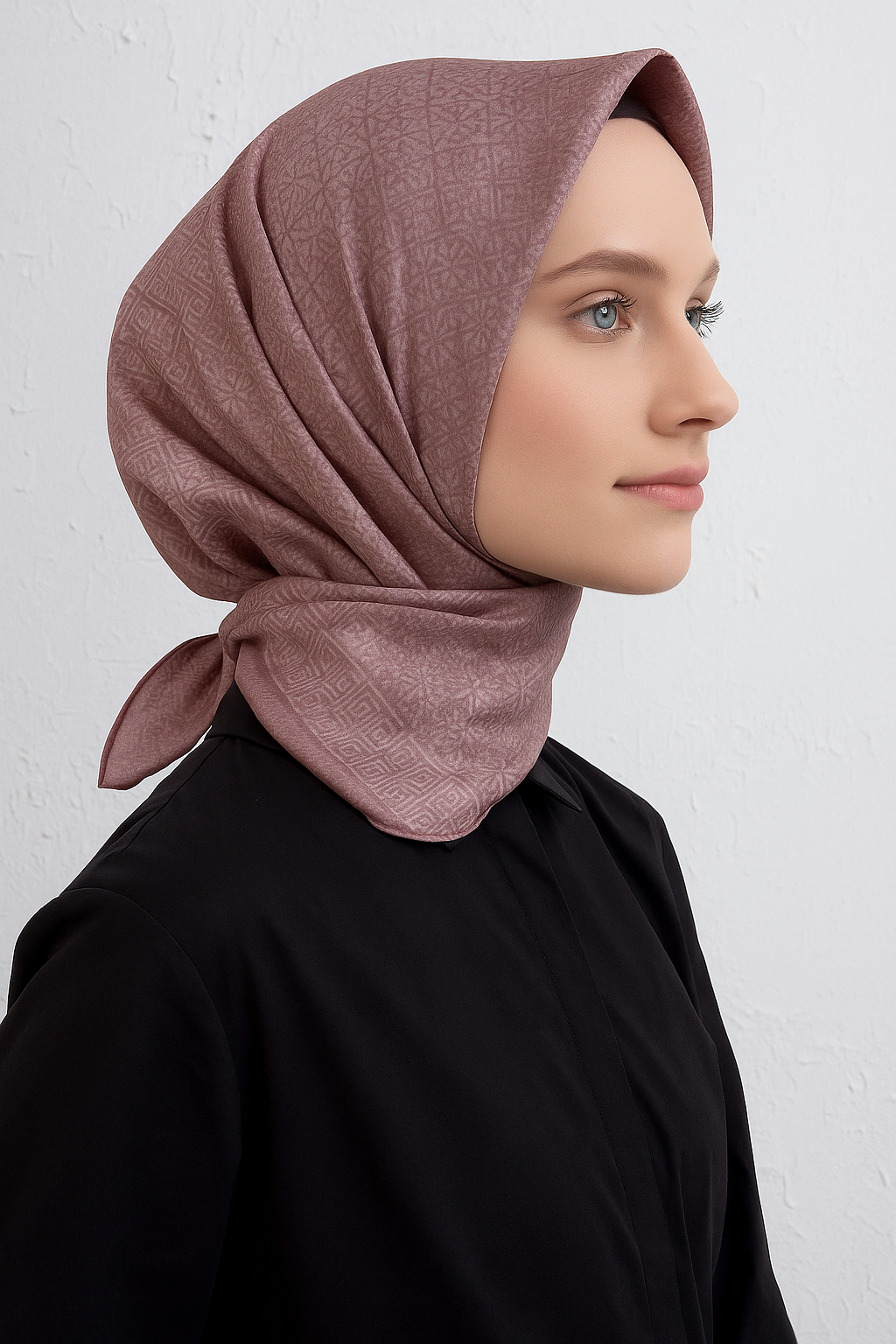 Armine Tivil Saf İpek Eşarp 9437 - 14 Pembe Karışık Desen