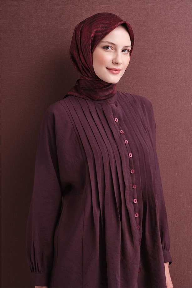 Armine Tivil Saf İpek Eşarp 9628 84 Bordo Siyah Çizgi Desen 
