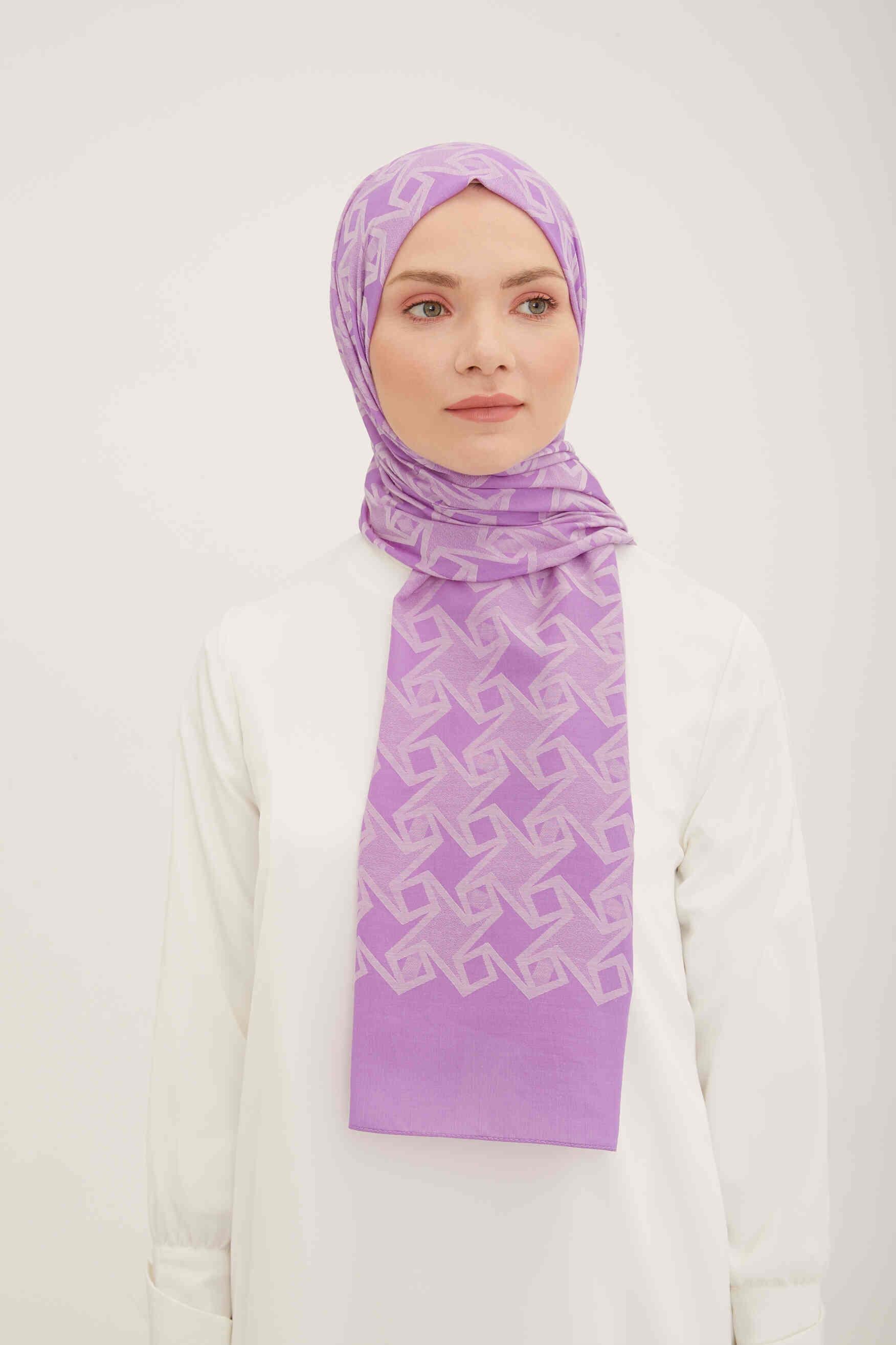 Armine Trend Akasya Şal Menekşe Rengi Desenli 4-22027