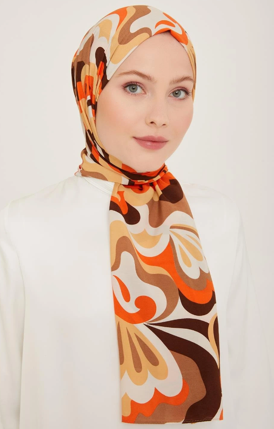 Armine Trend Defne Şal 6348-2-04 Turuncu Kahverengi 