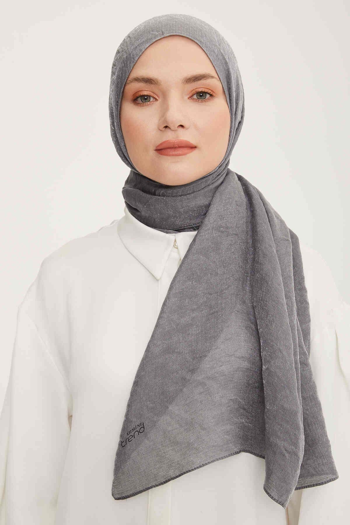 Armine Trend Gri Pırıltı Şal 1-23021