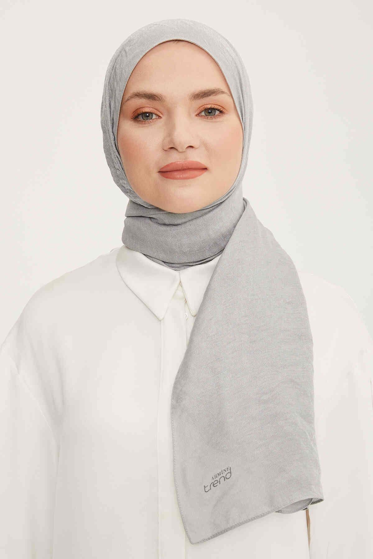 Armine Trend Gümüş Düz Renk Pırıltı Şal 1 - 23017