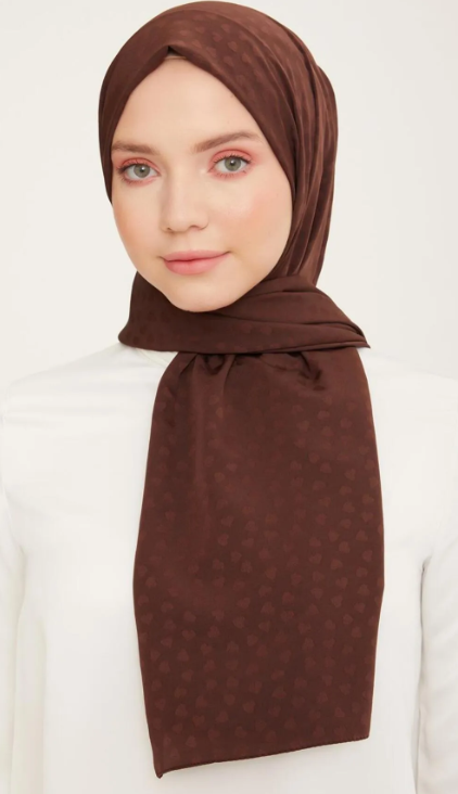 Armine Trend J.Capri Şal 4-129 - Kalpli Kahverengi
