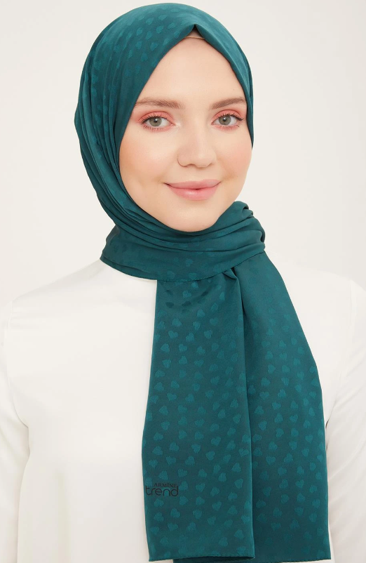 Armine Trend J.Capri Şal 4-123 - Kalpli Yeşil