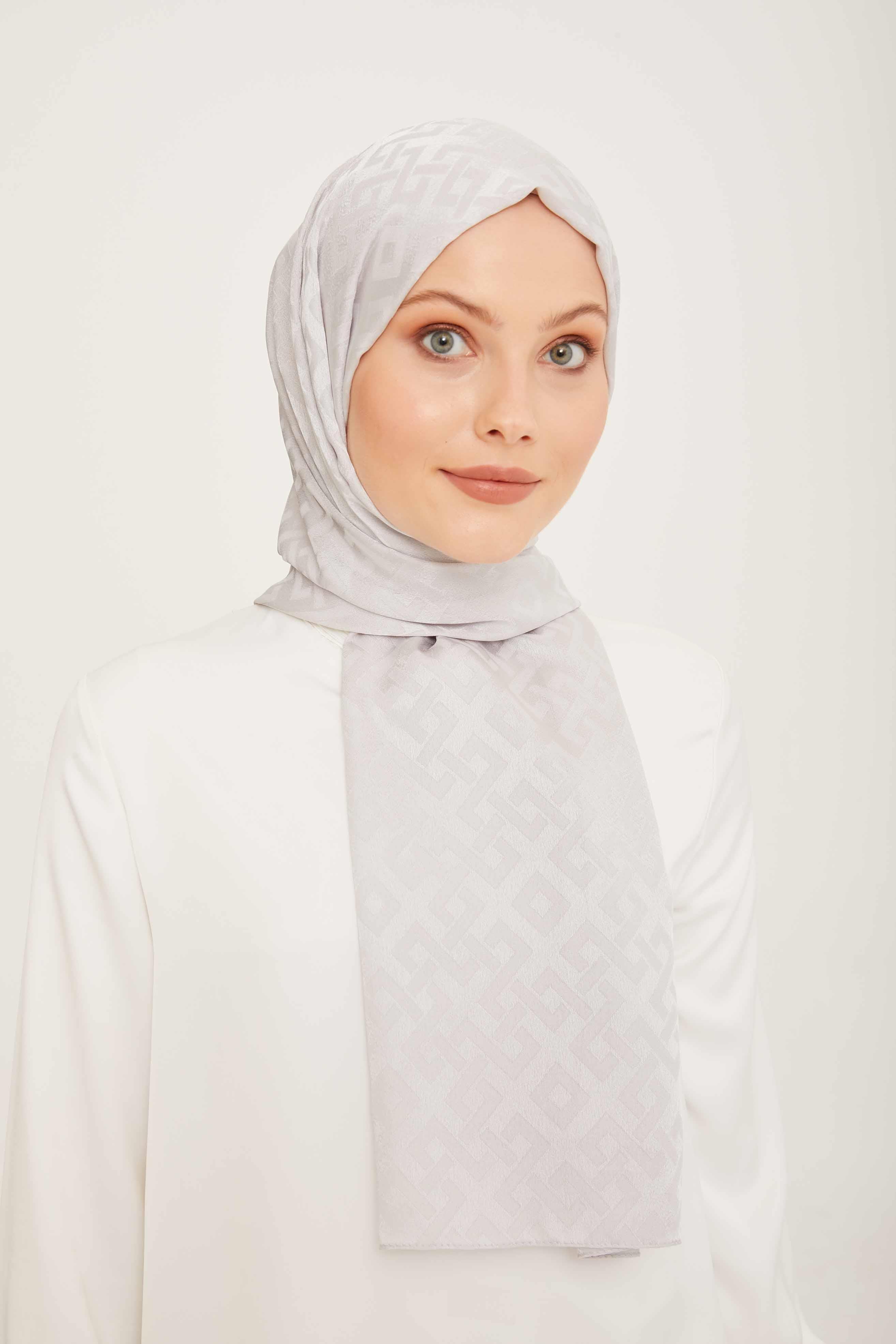 Armine Trend Jan Jan Gümüş Geometrik Desen Jakar Şal 5 - 3128