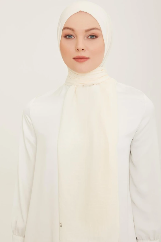 Armine Trend Naturel Soft Şal 46 Beyaz Düz Renk