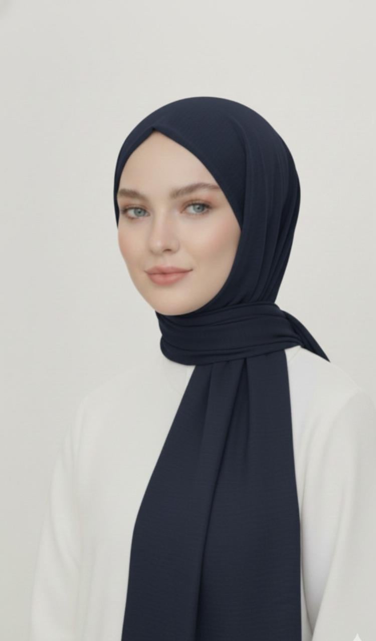 Armine Trend Pamuk Şal IST 21058 Lacivert  Düz Desen