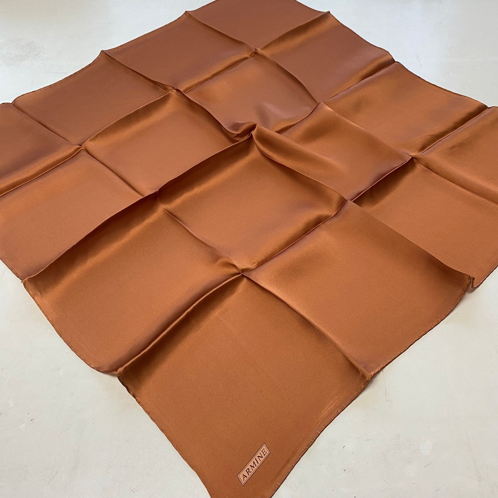 Armine Orange Plain Color Satin Silk Scarf 10D01 - 503