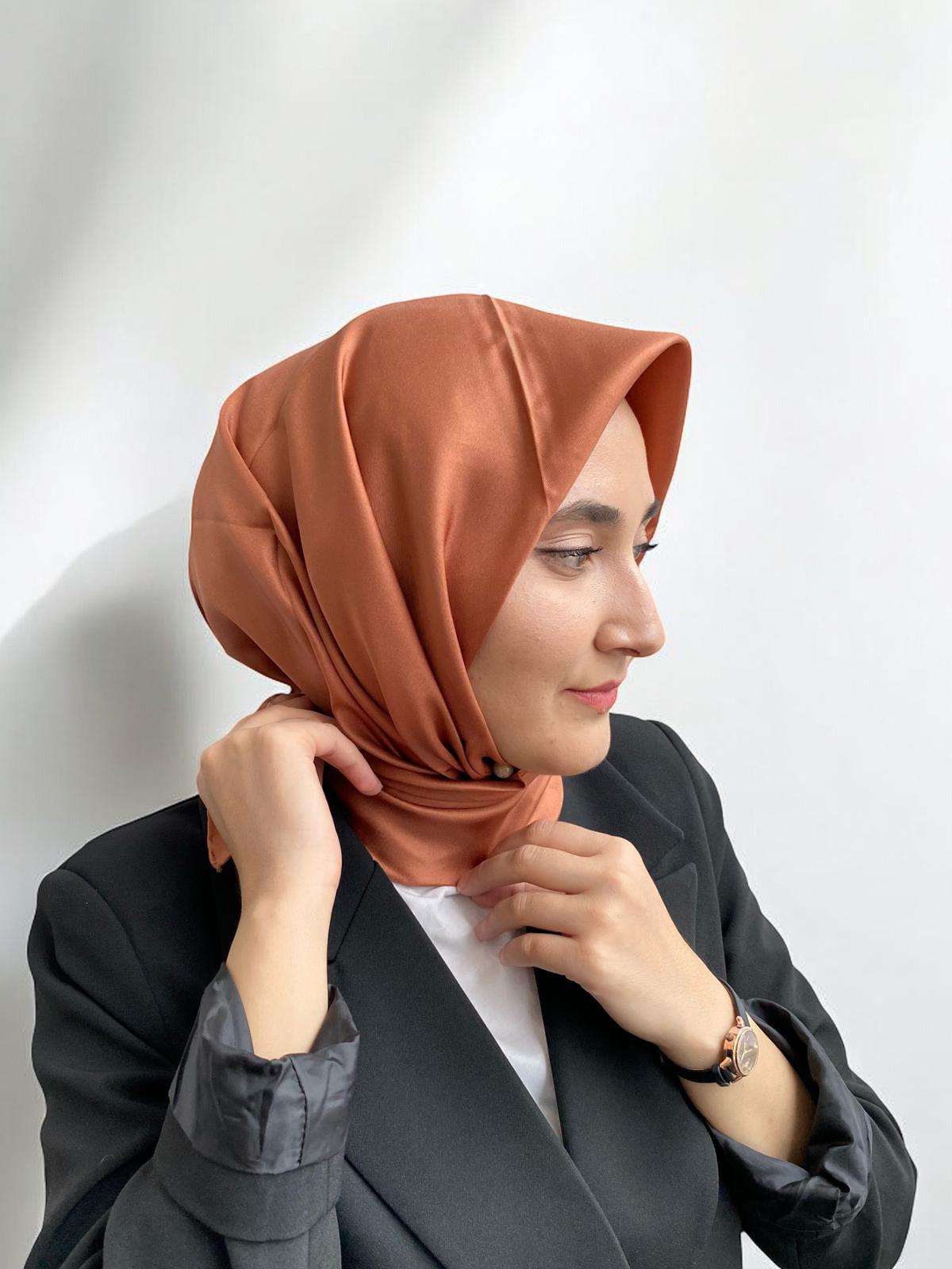 Armine Orange Plain Color Twill Silk Scarf 10D02-503