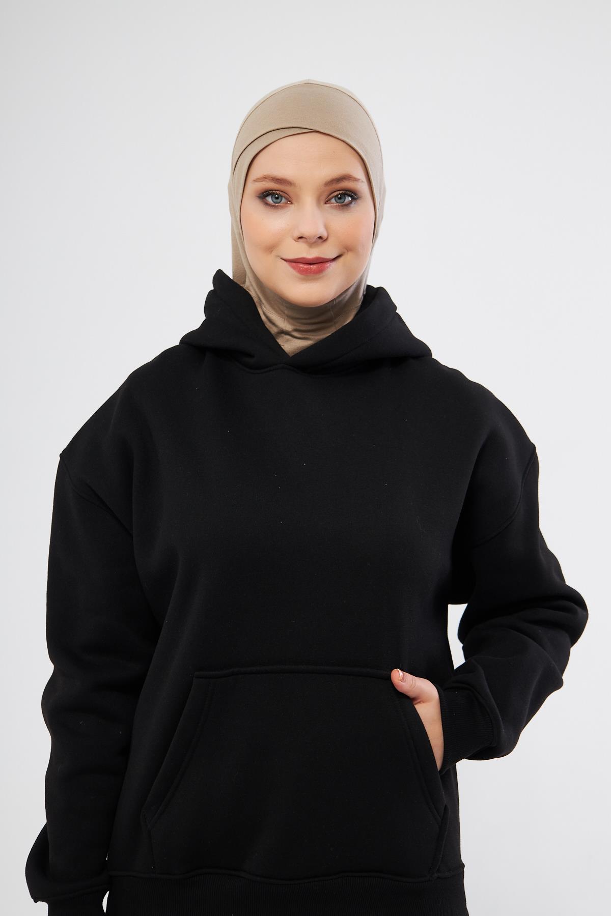 Bej Pratik Hazır Geçmeli Bone Viskon Çapraz Sporcu Hijab 2110_12