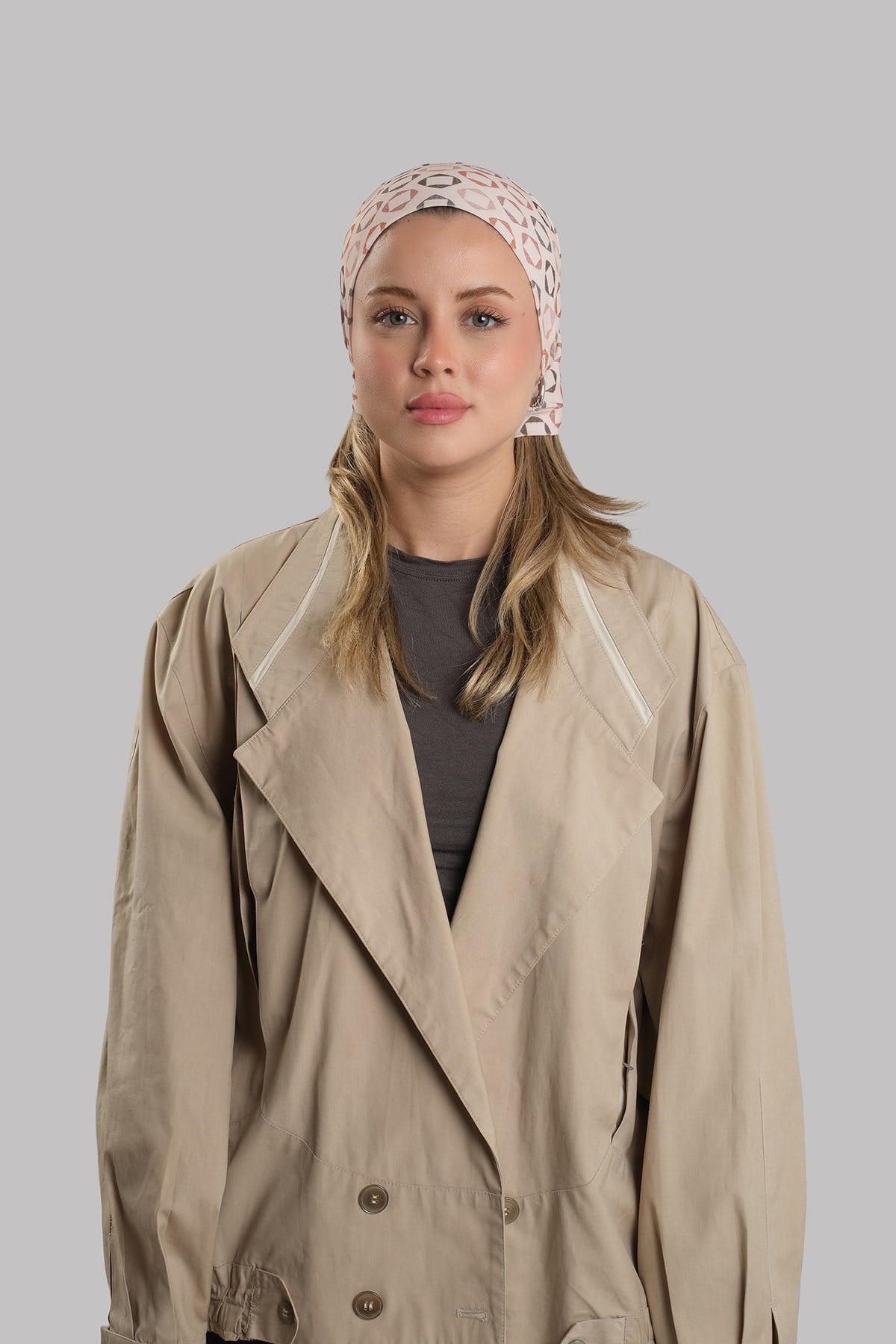 Bej Pratik Hazır Geçmeli Buff Bandana Sandy Geometrik Desenli Boru Bone 2416_12