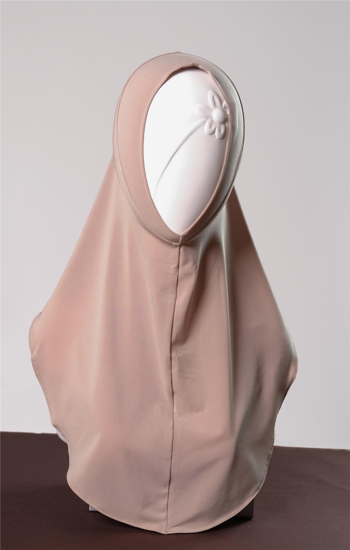 Bej Pratik Hazır Geçmeli Genç Tesettür Bone Sandy Kumaş Düz Hijab 2312_12