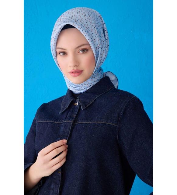 Belli 2025 Yaz Sura Saf İpek Eşarp IST  4128 - 84 Lila Karışık Desen 