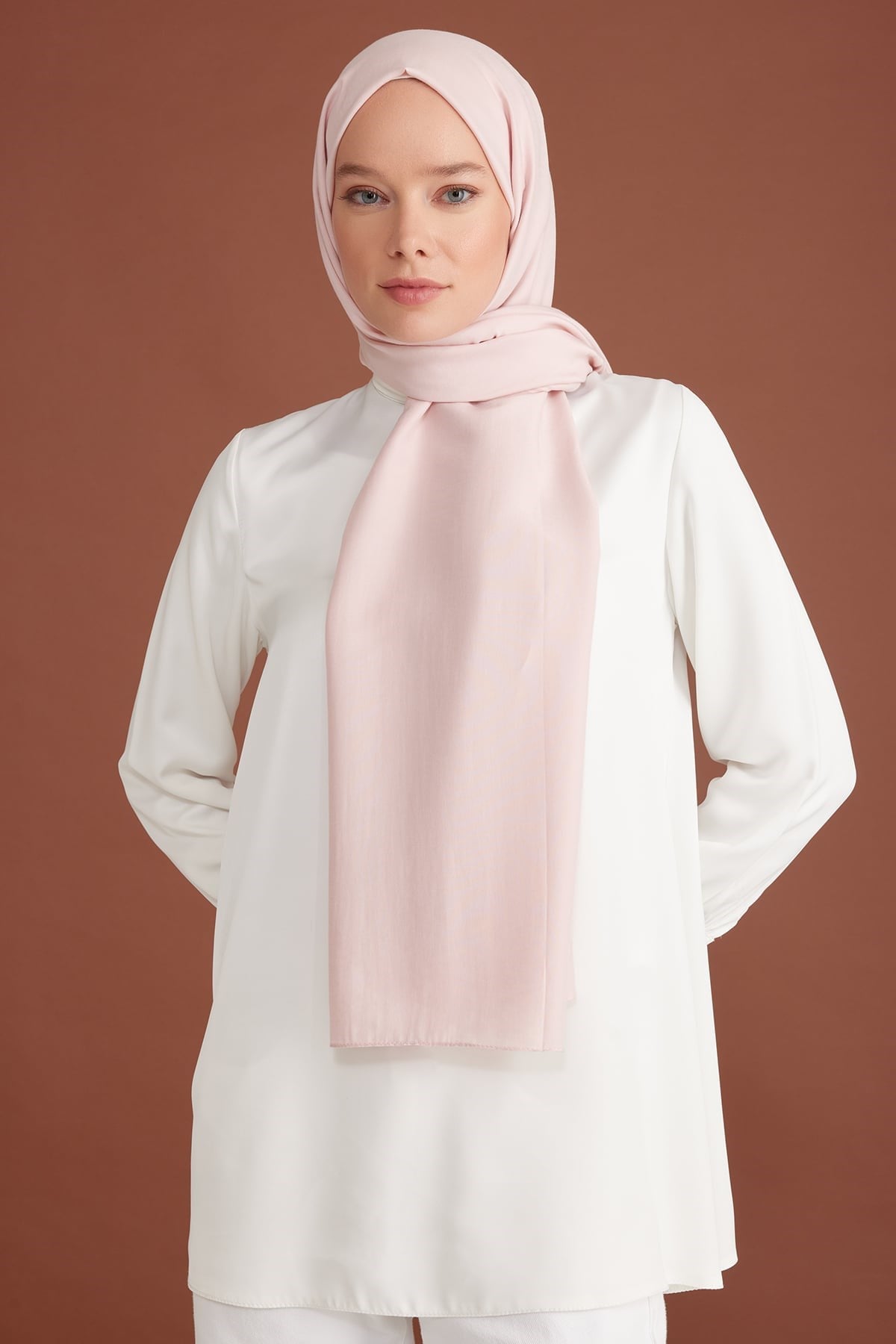 Belli Fresh Floransa IST 2006282 - 3 Pudra Pembe Düz Renk Tensel Şal