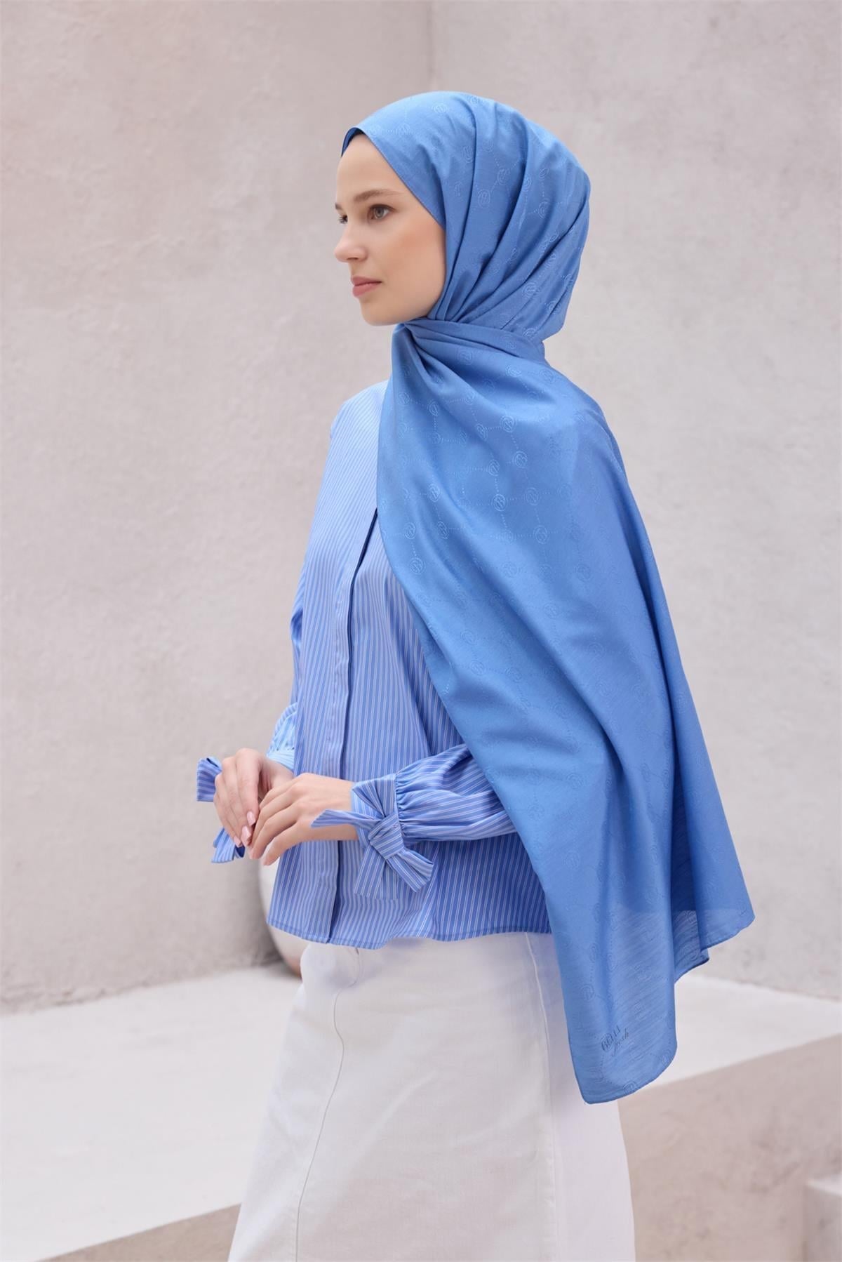 Belli Fresh Monogram Şal 3 Mavi 113