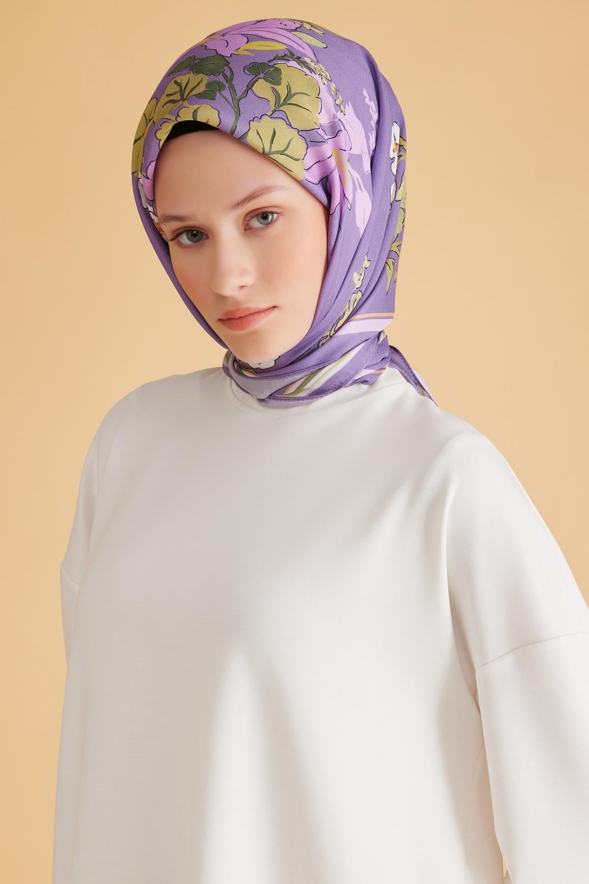 Belli Fresh Pure Eşarp 1-02 Mor Karışık Desen 49983
