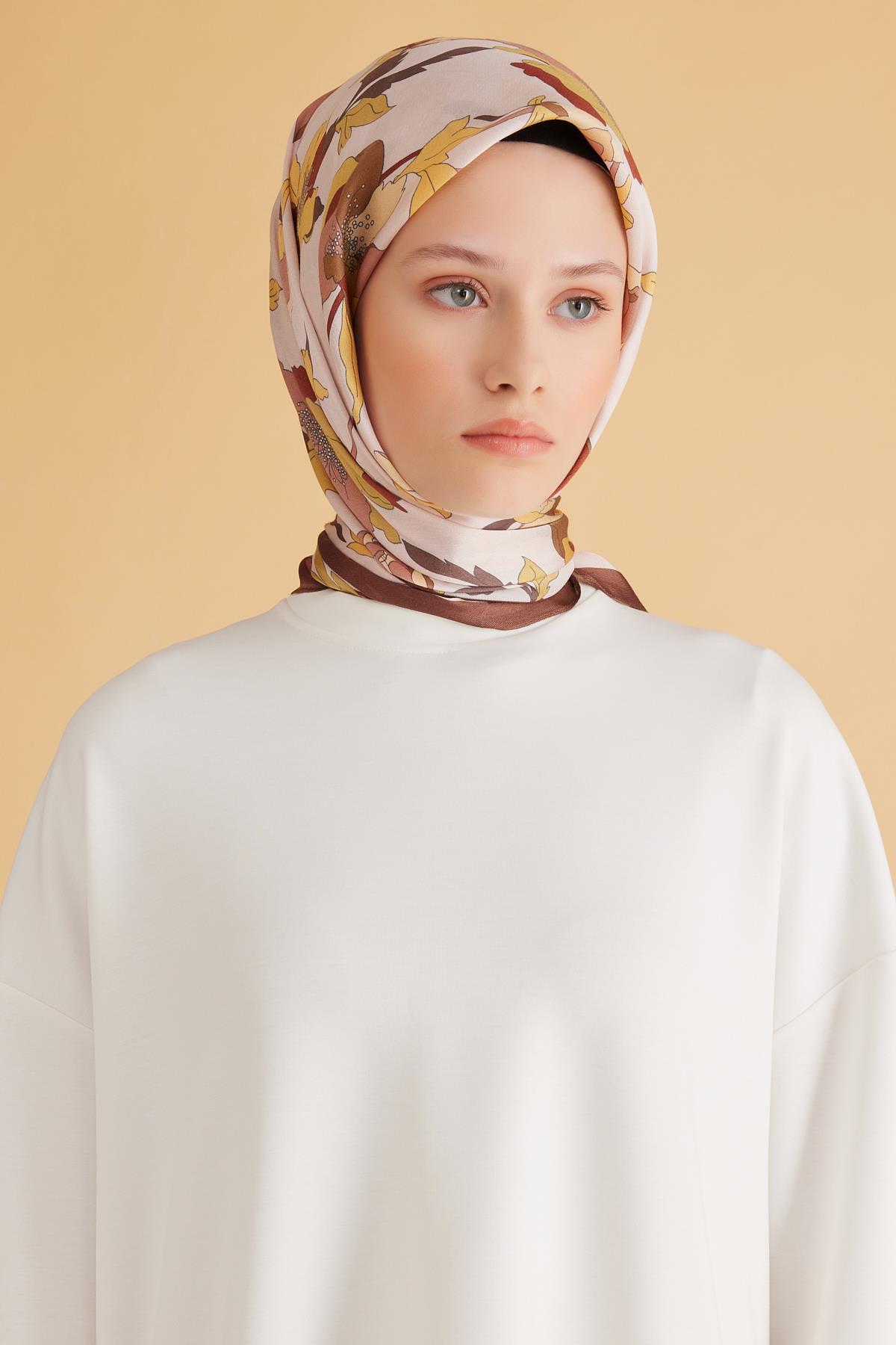 Belli Fresh Pure Eşarp 2-09 Kahverengi Karışık Desen 49989