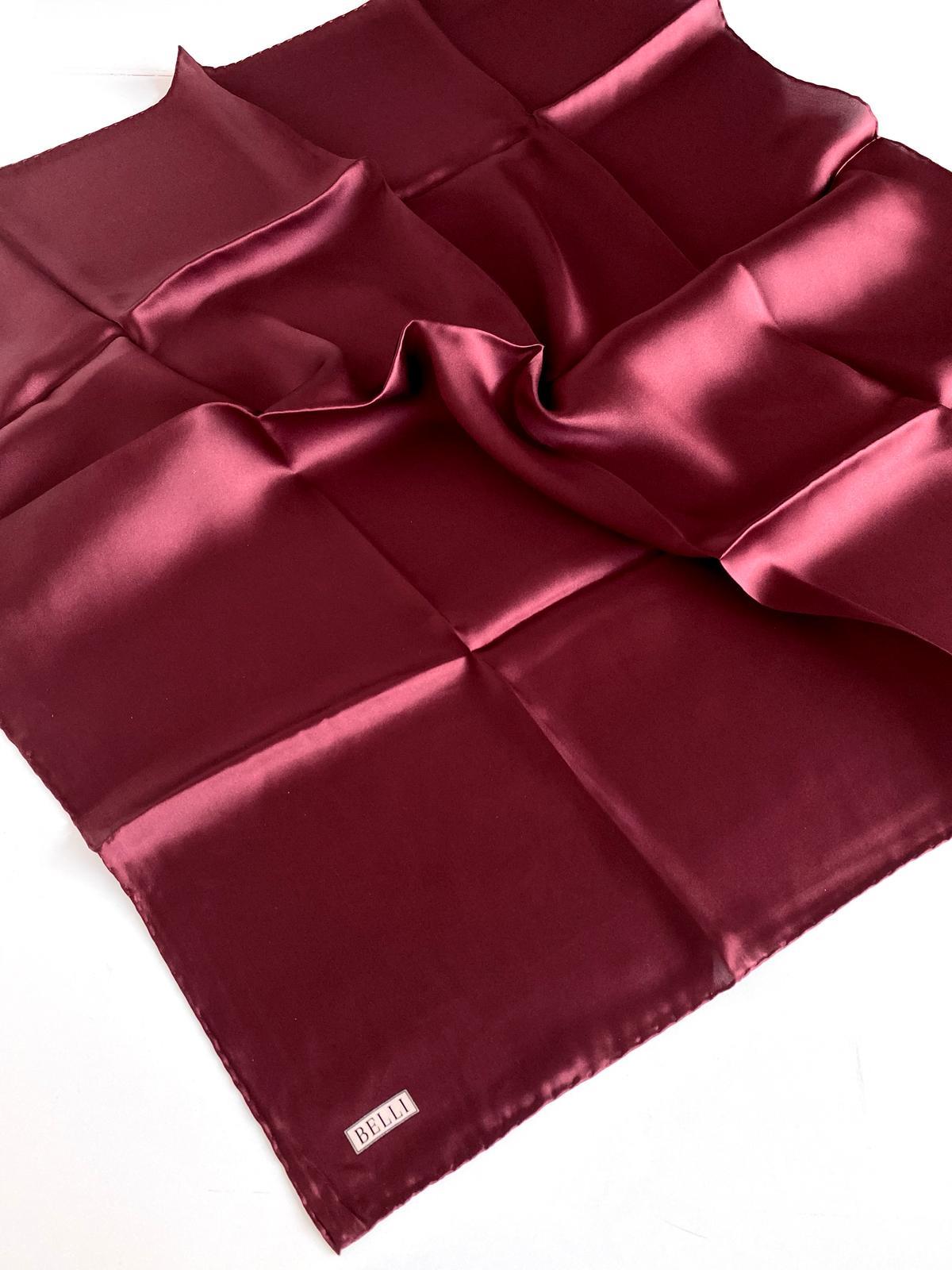 Belli Sura İpek Eşarp 10D03-11 Bordo Düz Renk