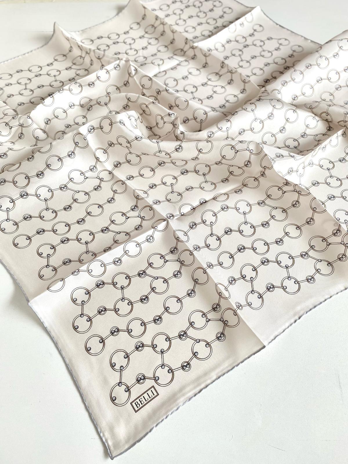 Belli Twill Silk Scarf 4109-83 White Mixed Pattern