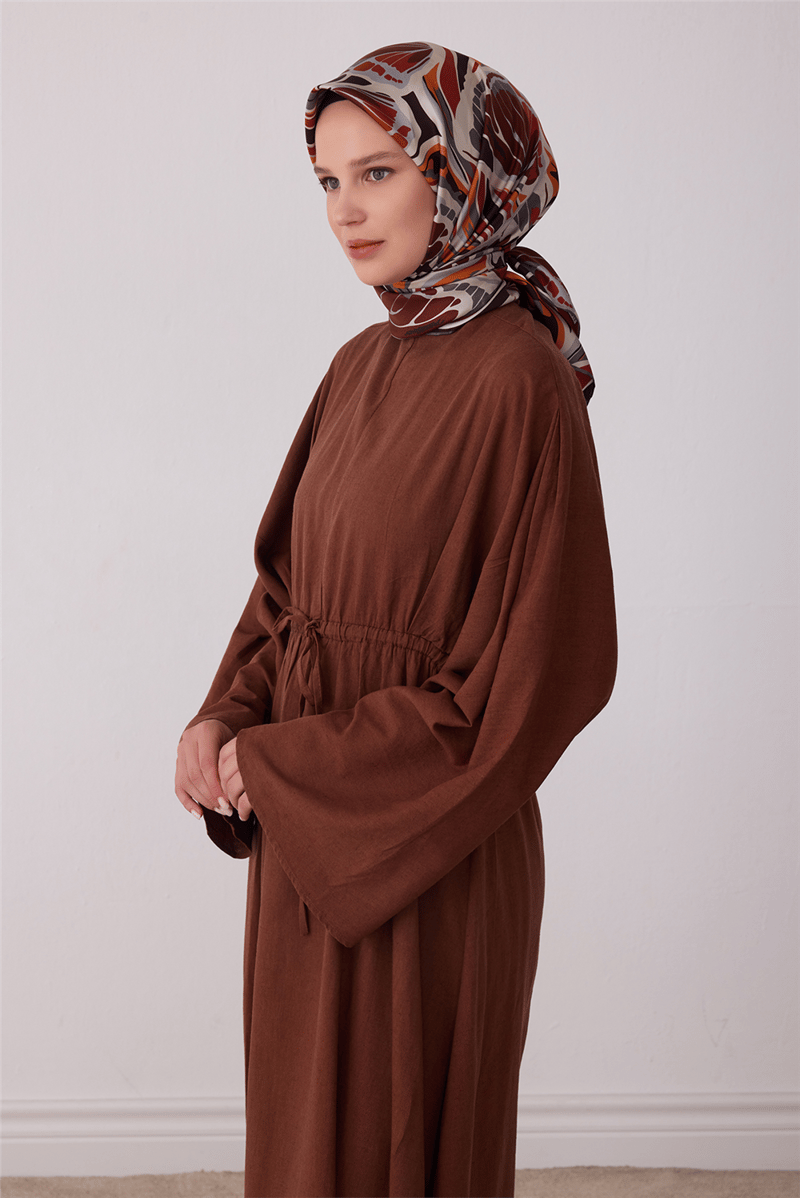 Belli Tivil İpek Eşarp  4417 51 Bordo Ekru Gri Soyut Desen