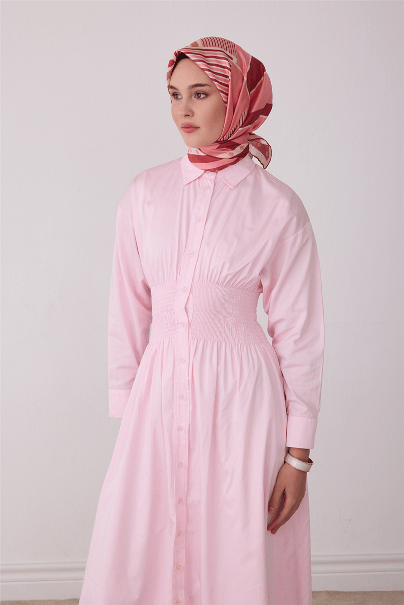 Belli Tivil İpek Eşarp Pembe 4401 51 Geometrik Desen