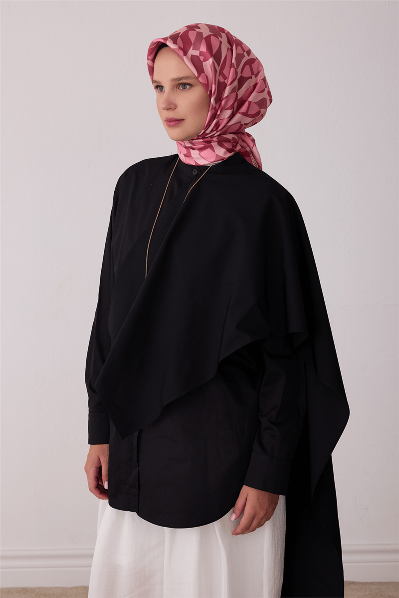 Belli Tivil İpek Eşarp Pembe 4420 03  Geometrik Desen