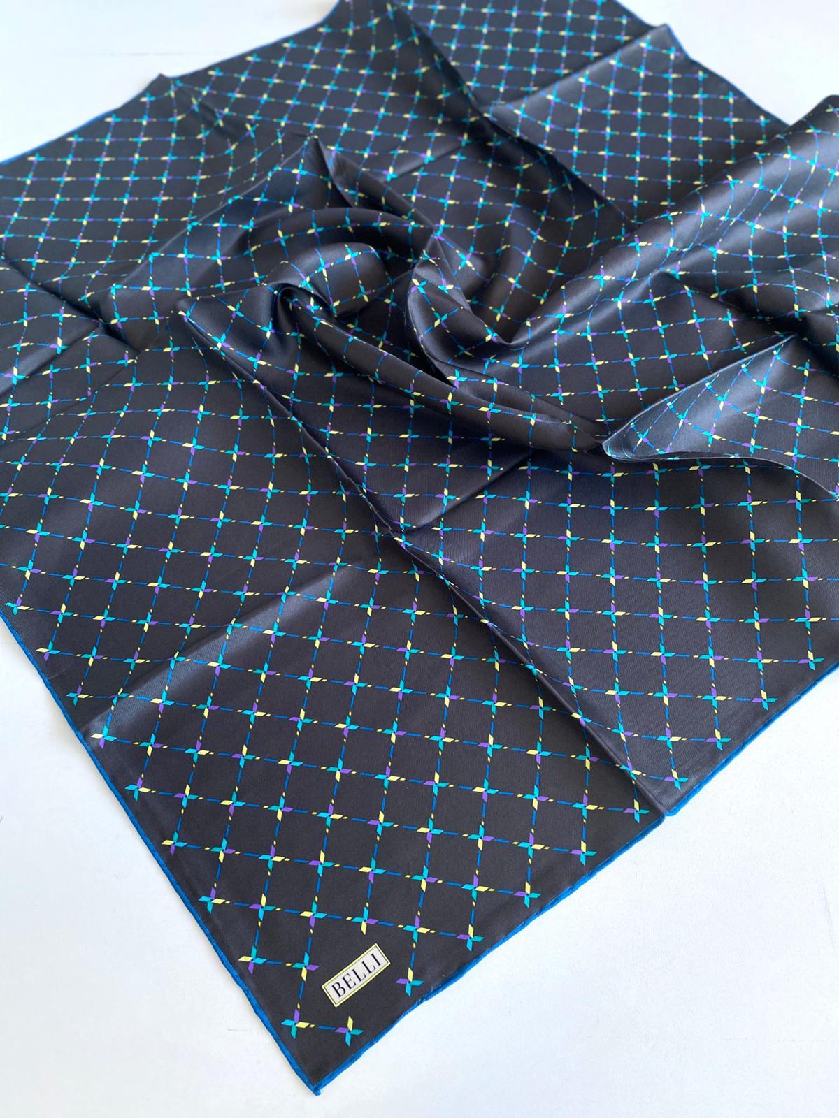 Belli Twill Pure Silk Scarf 4048-84 Smoke Mixed Pattern