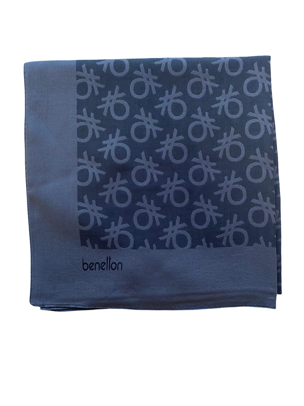 Benetton Elegante Eşarp 1024 23020 Koyu Gri Monogram Desen