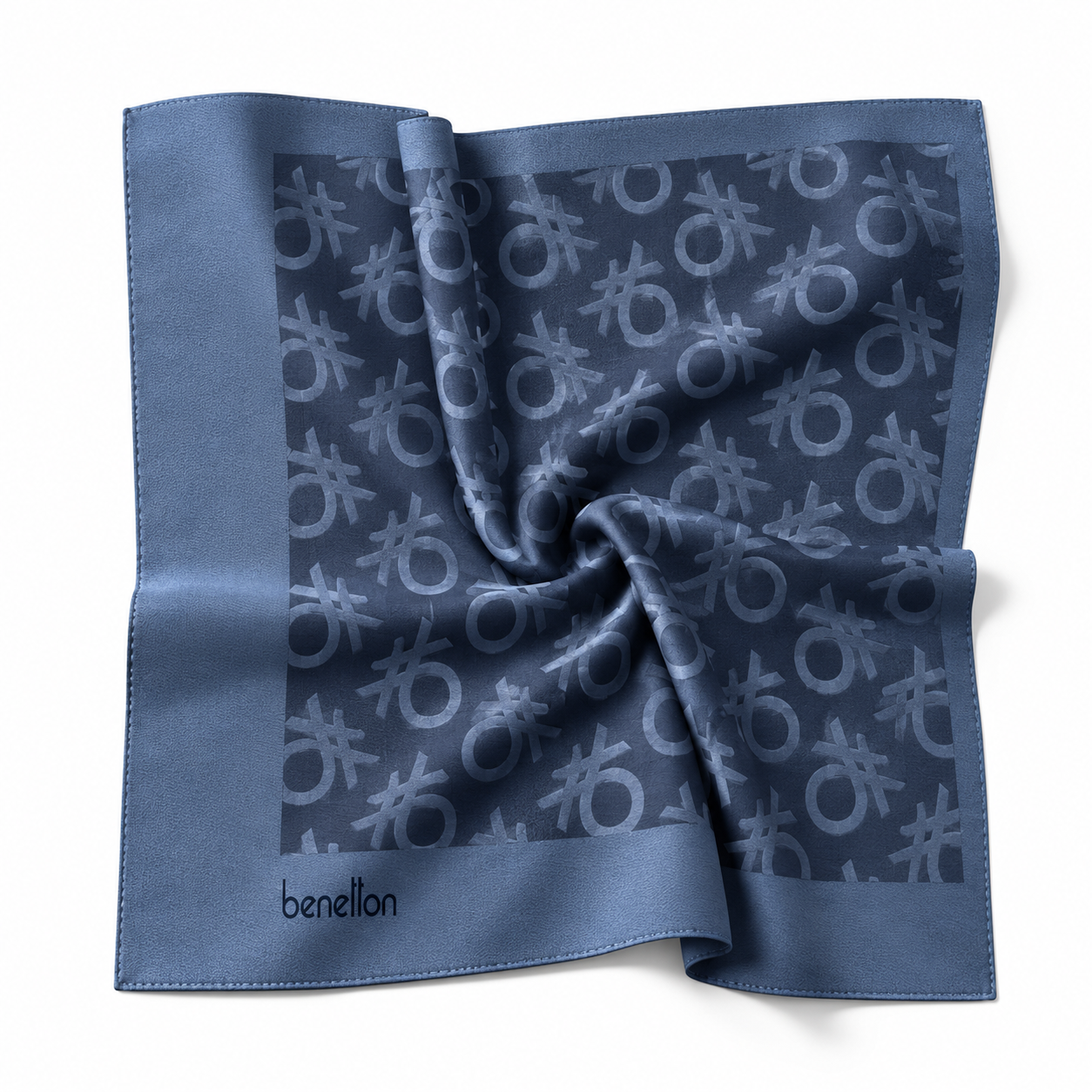 Benetton Elegante Eşarp 1024 23020 Koyu Gri Monogram Desen
