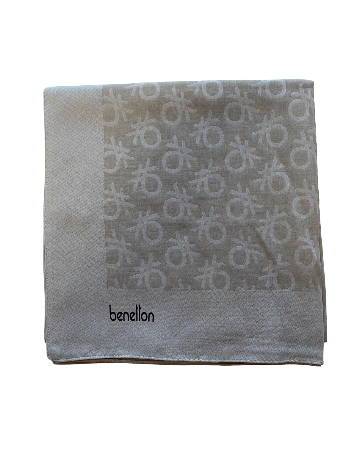 Benetton Elegante Eşarp 1024 2816 Bej Monogram Desen