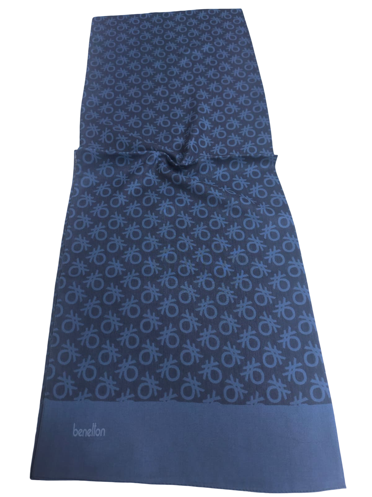 Benetton Elegante Şal 1023 1919 Lacivert Monogram Desen