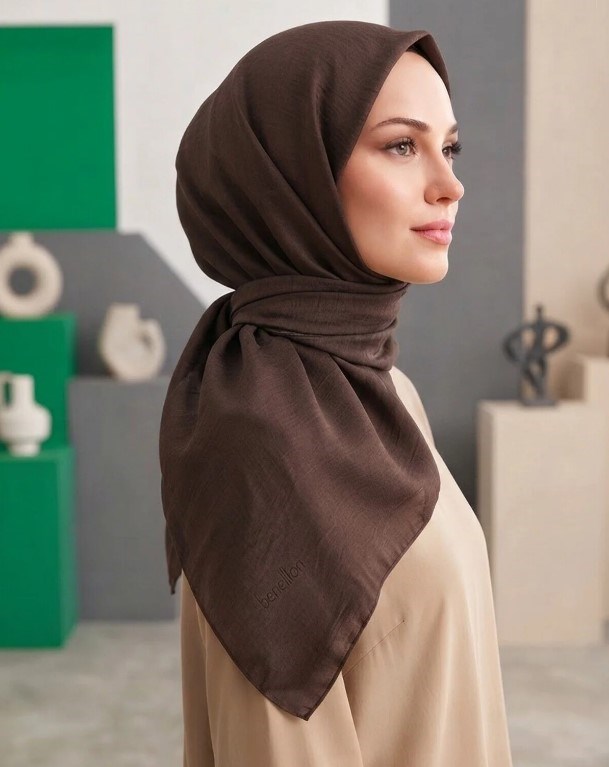 Benetton Siena Eşarp 1022 062 Acı Kahve Düz Desen