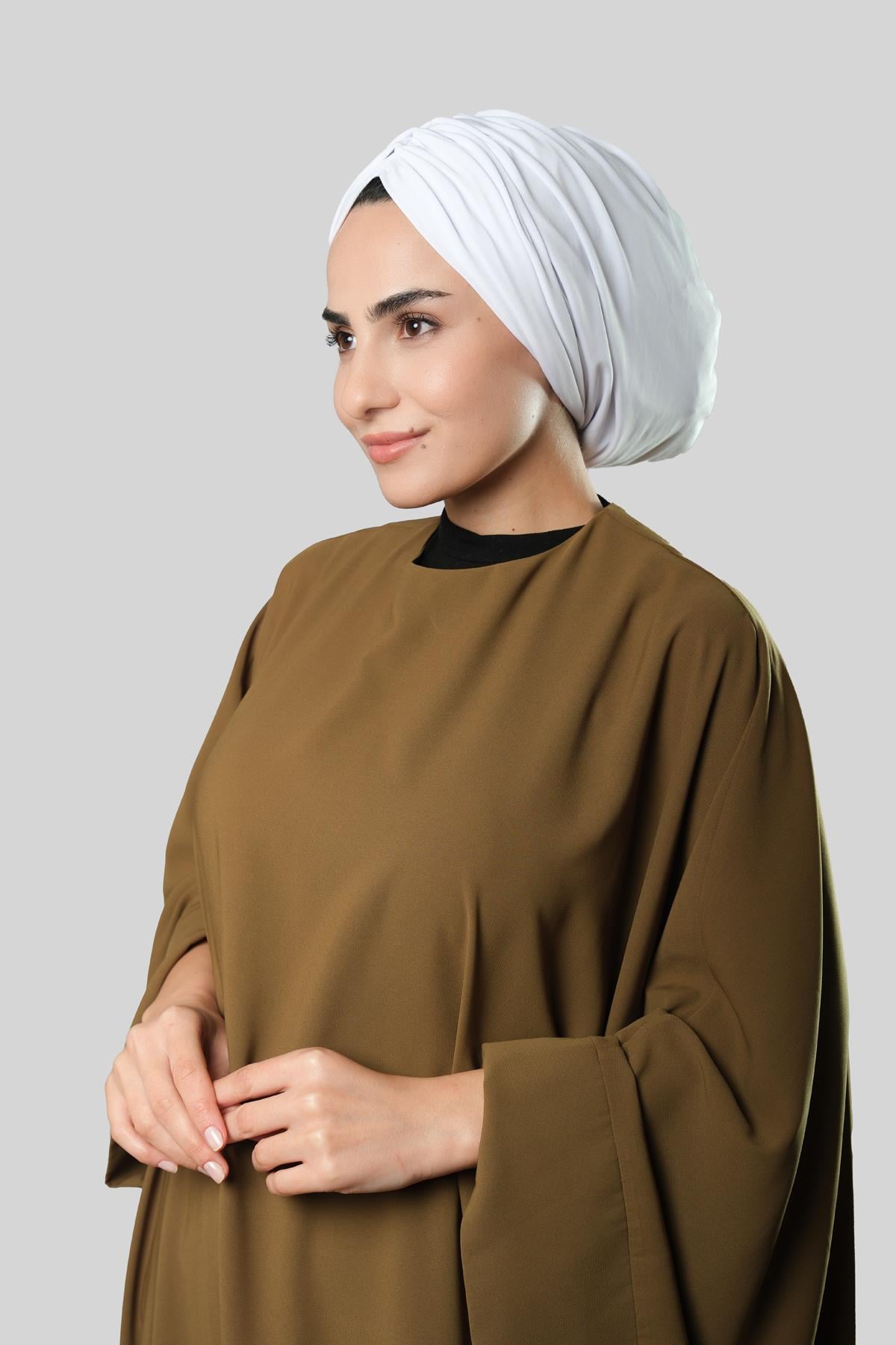 Beyaz Drapeli Salaş Tesettür Bone Sandy Büzgülü 2315_42