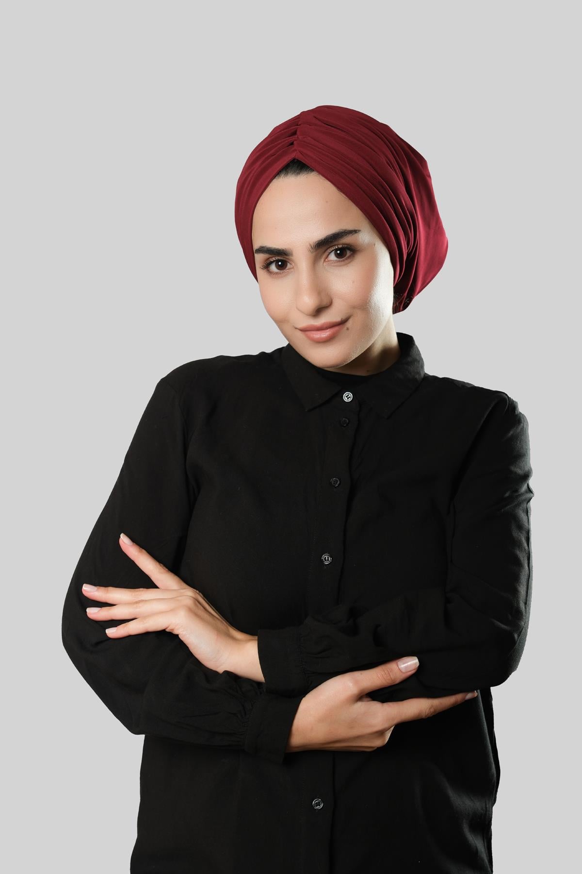 Bordo Drapeli Salaş Tesettür Bone Sandy Büzgülü 2315_16