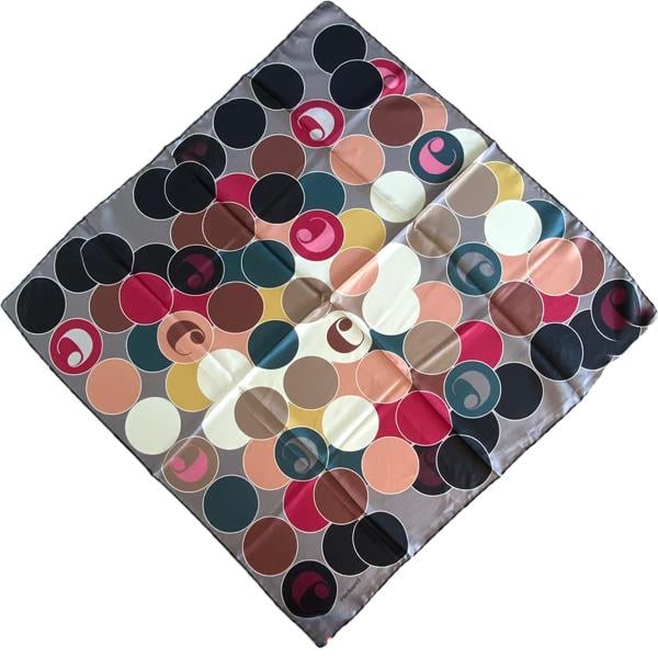 Cacharel Flawless Twill Silk Scarf 36949 Black Mixed Pattern