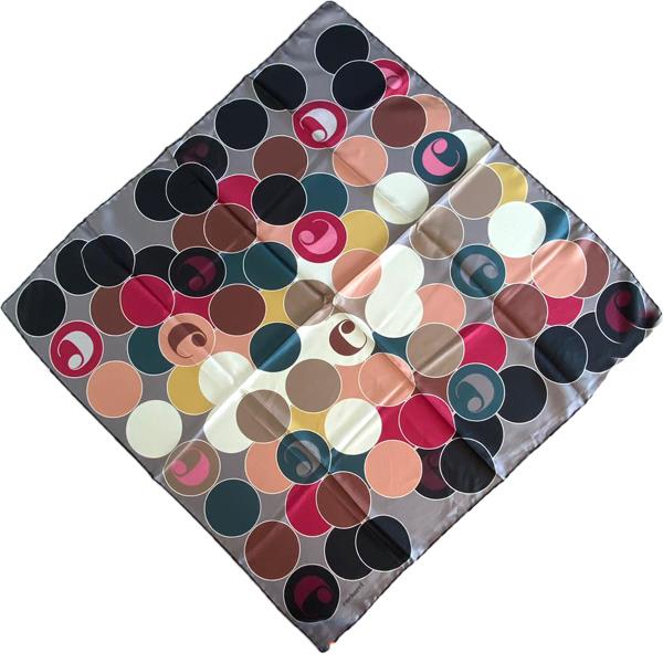 Cacharel Flawless Twill Silk Scarf 36952 Black Mixed Pattern