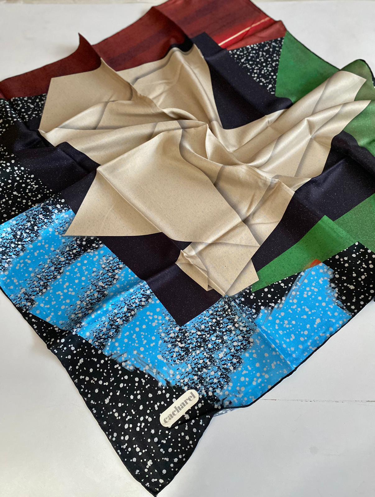 Cacharel Defolu Tivil İpek Eşarp 41958 Siyah Karışık Desen