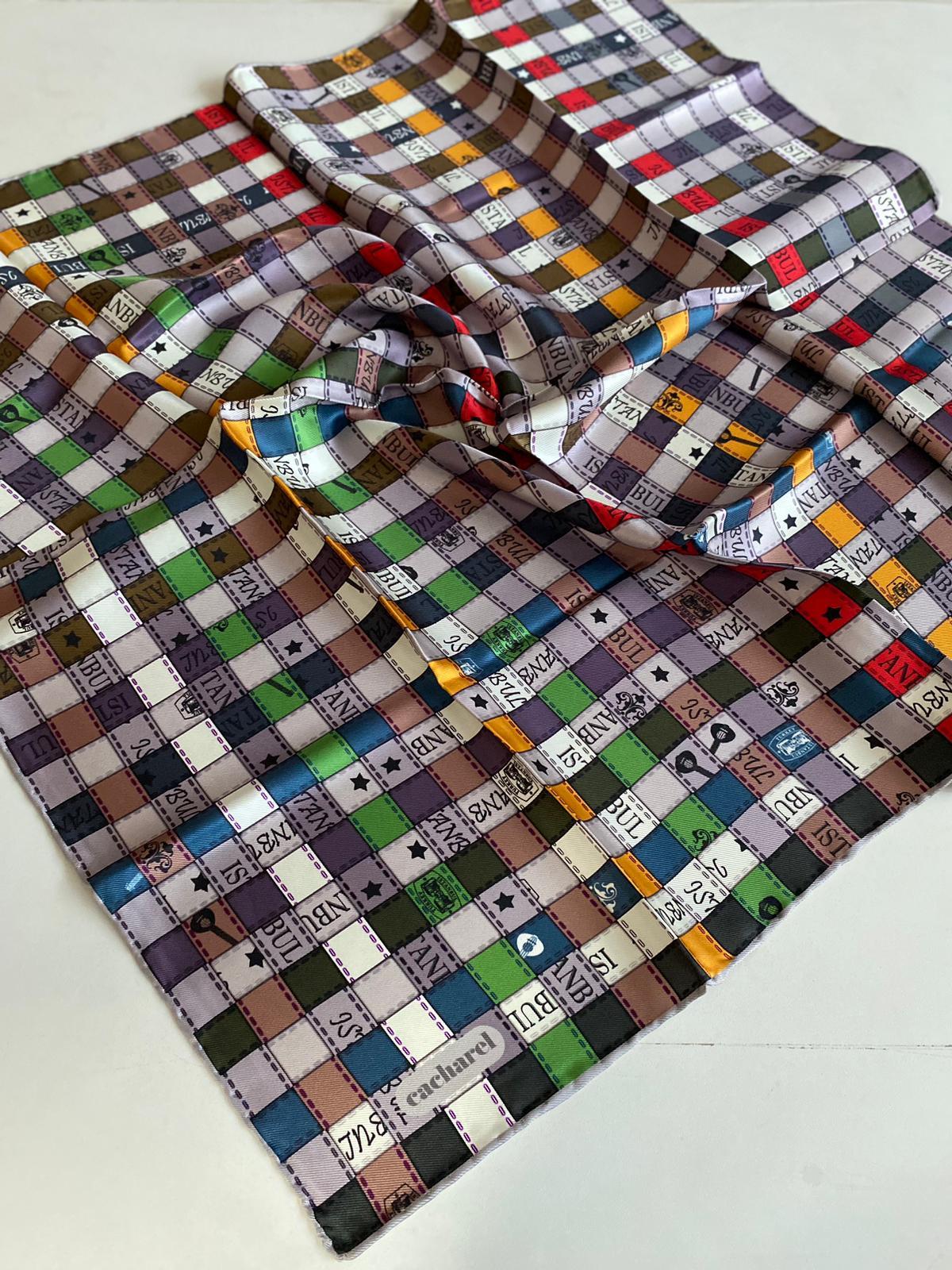 Cacharel Defolu Tivil İpek Eşarp 41984 Yeşil Karışık Desen