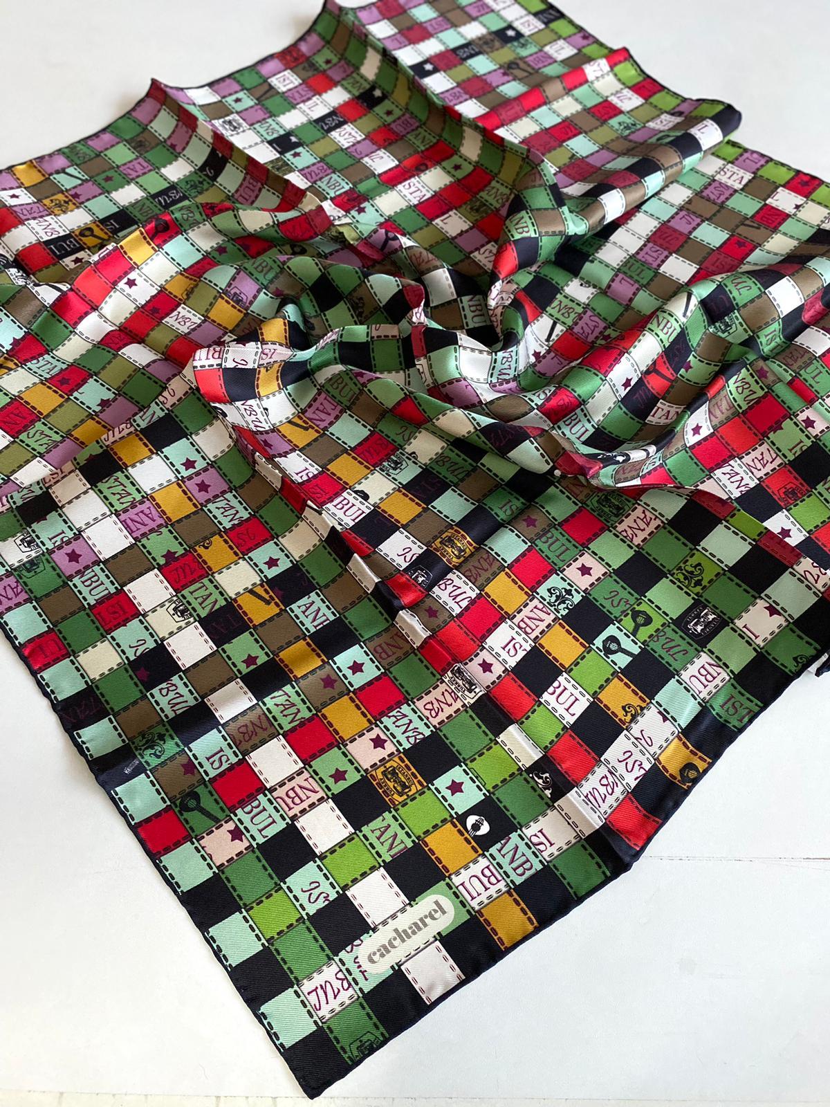 Cacharel Defolu Tivil İpek Eşarp 41993 Yeşil Karışık Desen