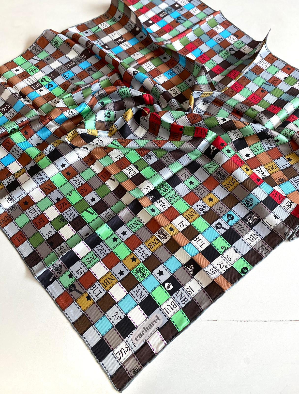 Cacharel Defolu Tivil İpek Eşarp 42001 Siyah Karışık Desen