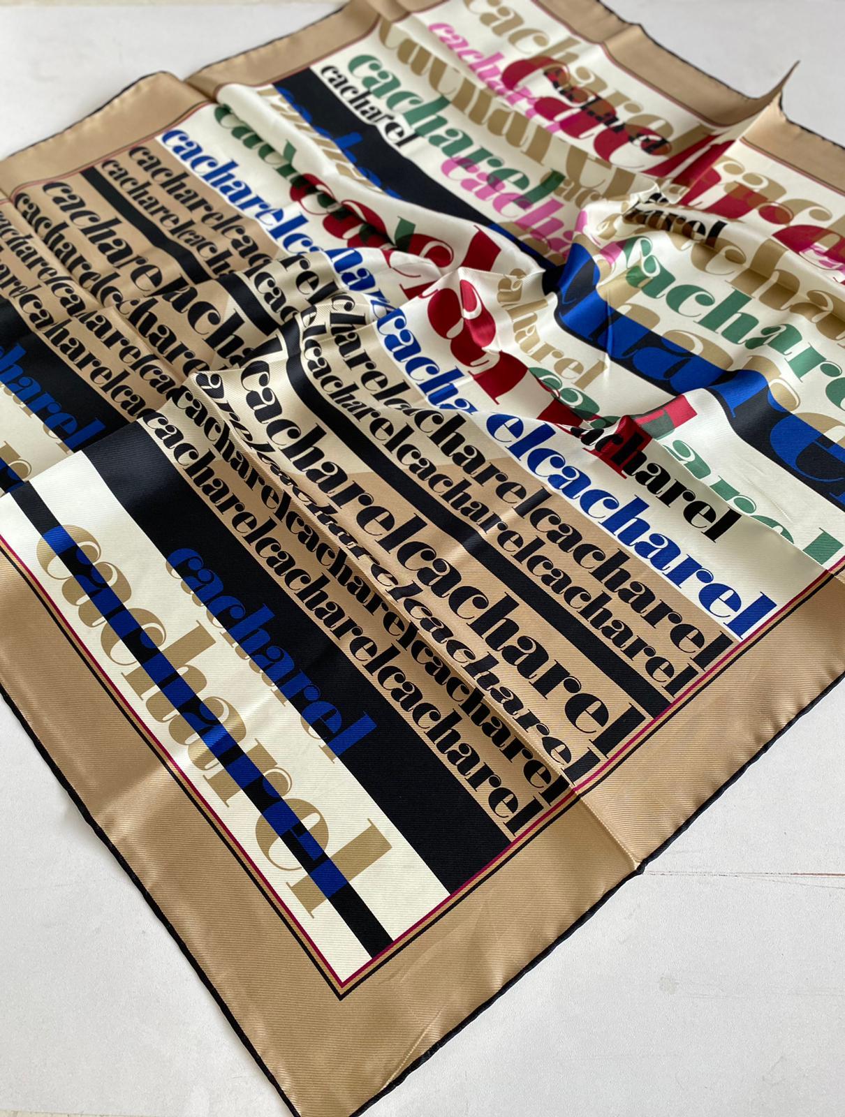 Cacharel Defolu Tivil İpek Eşarp 44381 Camel Karışık Desen